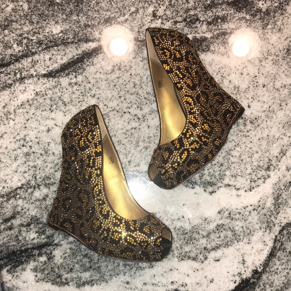 Benjamin Adams London Leopard Crystal Heels 7.5